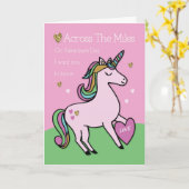Over de mijlen magische eenhoorn Valentijnsdag Kaart (Gele Bloem)