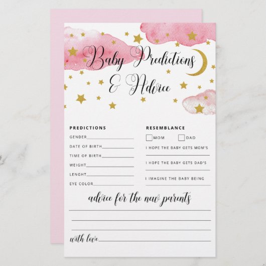 Over de Moon Baby Advice and Predication Card (Voorkant / Achterkant)