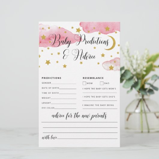 Over de Moon Baby Advice and Predication Card (Staand voorkant)