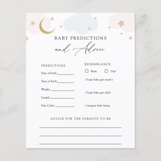 Over de Moon Baby Advice and Predication Card (Voorkant)
