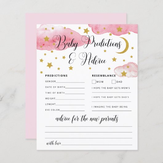 Over de Moon Baby Advice and Predication Card (Voorkant / Achterkant)