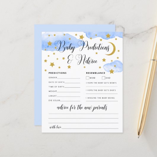 Over de Moon Baby Advice and Predication Card (Voorkant / Achterkant in situ)