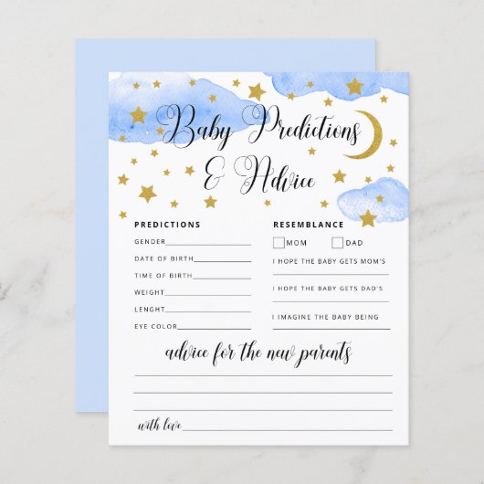 Over de Moon Baby Advice and Predication Card (Voorkant / Achterkant)