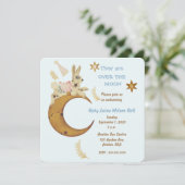Over de Moon Baby Boy Shower Kaart (Staand voorkant)