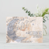 Over de Moon Baby Boy Shower Uitnodiging (Staand voorkant)