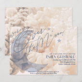 Over de Moon Baby Boy Shower Uitnodiging (Voorkant / Achterkant)