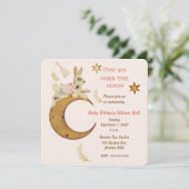 Over de Moon Baby Girl Shower Kaart (Staand voorkant)