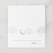 Over de Moon Blue Baby Name Place Cards Plaatskaartje (Buitenkant ongevouwen)