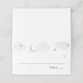 Over de Moon Blue Baby Name Place Cards Plaatskaartje (Buitenkant ongevouwen)
