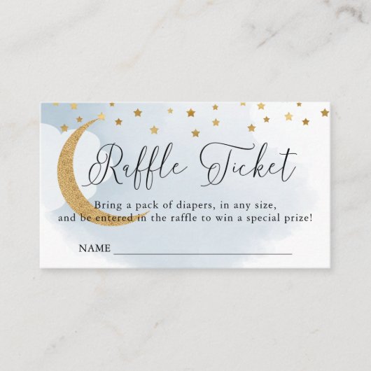 Over de Moon Blue, Baby shower Raffle Ticket Informatiekaartje (Voorkant)