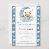 Over de Moon Blue Beer Waterverf Baby shower Kaart (Voorkant)
