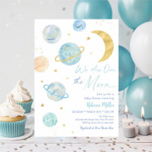 Over de Moon Blue Pastel Space Baby shower