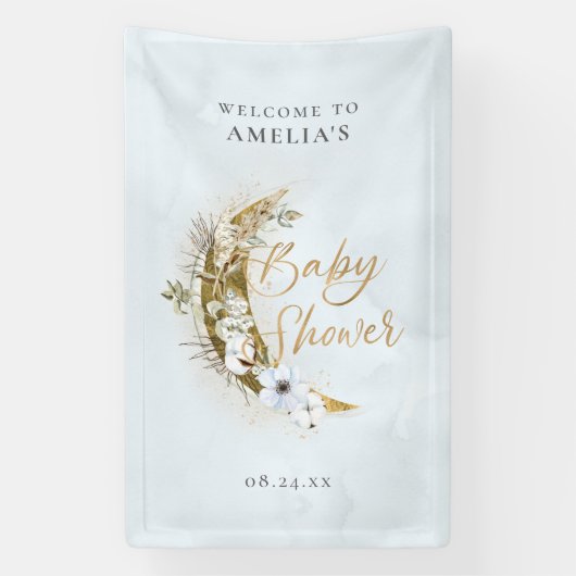 Over de Moon Boho Gold Dust & Clouds Banner (Verticaal)