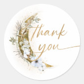 Over de Moon Boho Gold Dust & Clouds Ronde Sticker (Voorkant)