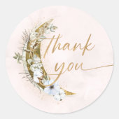 Over de Moon Boho Gold Dust & Clouds Ronde Sticker (Voorkant)