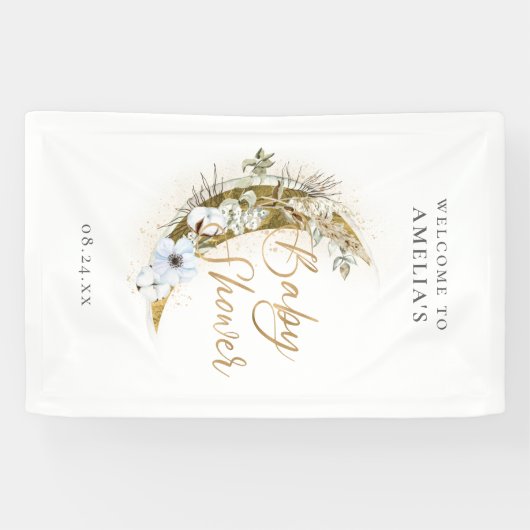 Over de Moon Boho Gold Dust & Clouds Spandoek (Horizontaal)