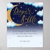 Over de Moon Boy Baby shower Luier Raffle Sign Poster (Voorkant)