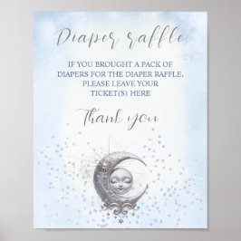 Over de Moon Boy Baby shower Luier Raffle Teken Poster
