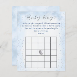 Over de Moon Boy Baby shower spel Baby Bingo
