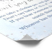 Over de Moon Boy Baby shower Zeg geen Baby spel Poster (Hoek)