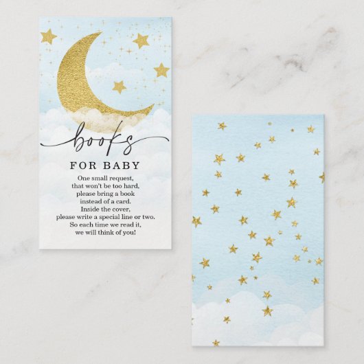 Over de Moon Boy Book Request Baby shower Card Informatiekaartje (Voorkant / Achterkant)