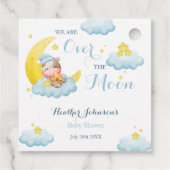 Over de Moon Boy Koe Baby shower Bedankjes Labels (Achterkant)