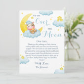 Over de Moon Boy Koe Baby shower Bedankkaart (Staand voorkant)