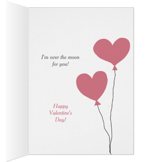 Over de Moon Bunny Valentijn Kaart (Binnen (Rechts))