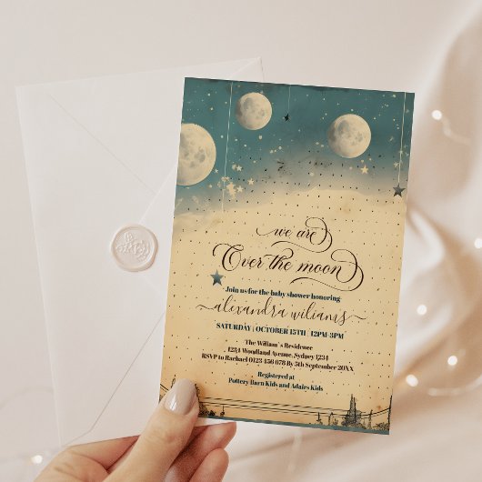 Over de Moon Celestial Baby shower Stars Space Kaart