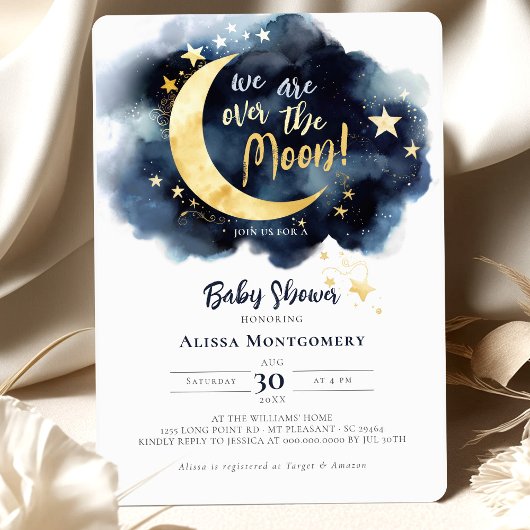Over de Moon Celestial Baby shower Stars Space Kaart