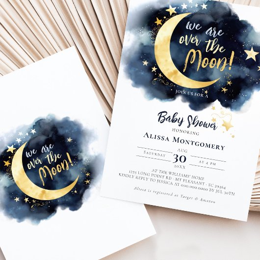 Over de Moon Celestial Baby shower Stars Space Kaart