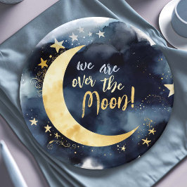 Over de Moon Celestial Baby shower Stars Space Papieren Bordje