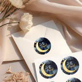 Over de Moon Celestial Baby shower Stars Space Ronde Sticker