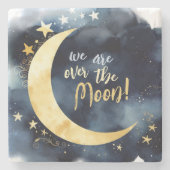 Over de Moon Celestial Baby shower Stars Space Stenen Onderzetter (Voorkant)