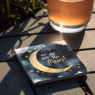Over de Moon Celestial Baby shower Stars Space Stenen Onderzetter