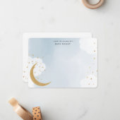 Over de Moon Gold Glitter, Blue Personal Flat Notitiekaartje (Voorkant / Achterkant in situ)