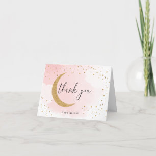 Over de Moon Gold Glitter, Roze persoonlijk Notitiekaartje