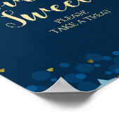 Over de Moon Navy Blue Baby shower Love Poster (Hoek)