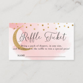 Over de Moon Pink, Baby shower Raffle Ticket Informatiekaartje