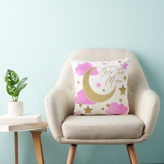 Over de Moon Pink Nursery Sierkussen (Stoel)