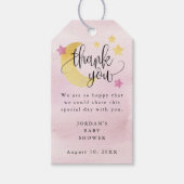 Over de Moon Pink Persoonlijk Baby shower Favor Cadeaulabel (Voorkant)