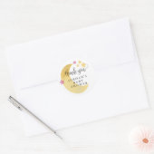 Over de Moon Pink Persoonlijk Baby shower Favor Ronde Sticker (Envelop)
