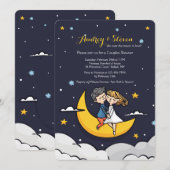 Over de Moon Shower-uitnodiging Kaart (Voorkant / Achterkant)