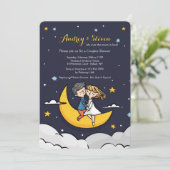 Over de Moon Shower-uitnodiging Kaart (Staand voorkant)