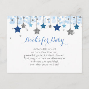 Over de Moon Silver Blue Baby shower Books Briefkaart