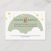 Over de Moon Teddy Bear Sage Green Diaper Raffle Informatiekaartje (Voorkant)