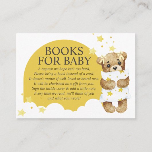Over de Moon Teddy Bear Yellow Books voor Baby Informatiekaartje (Voorkant)