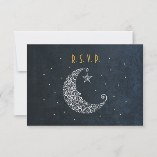 Over de Moon Wedding RSVP-kaart II RSVP Kaartje (Voorkant)