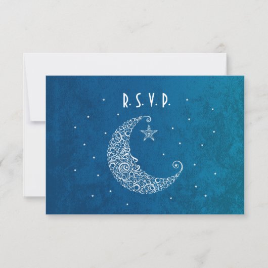 Over de Moon Wedding RSVP-kaart RSVP Kaartje (Voorkant)