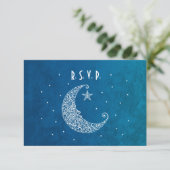 Over de Moon Wedding RSVP-kaart RSVP Kaartje (Staand voorkant)